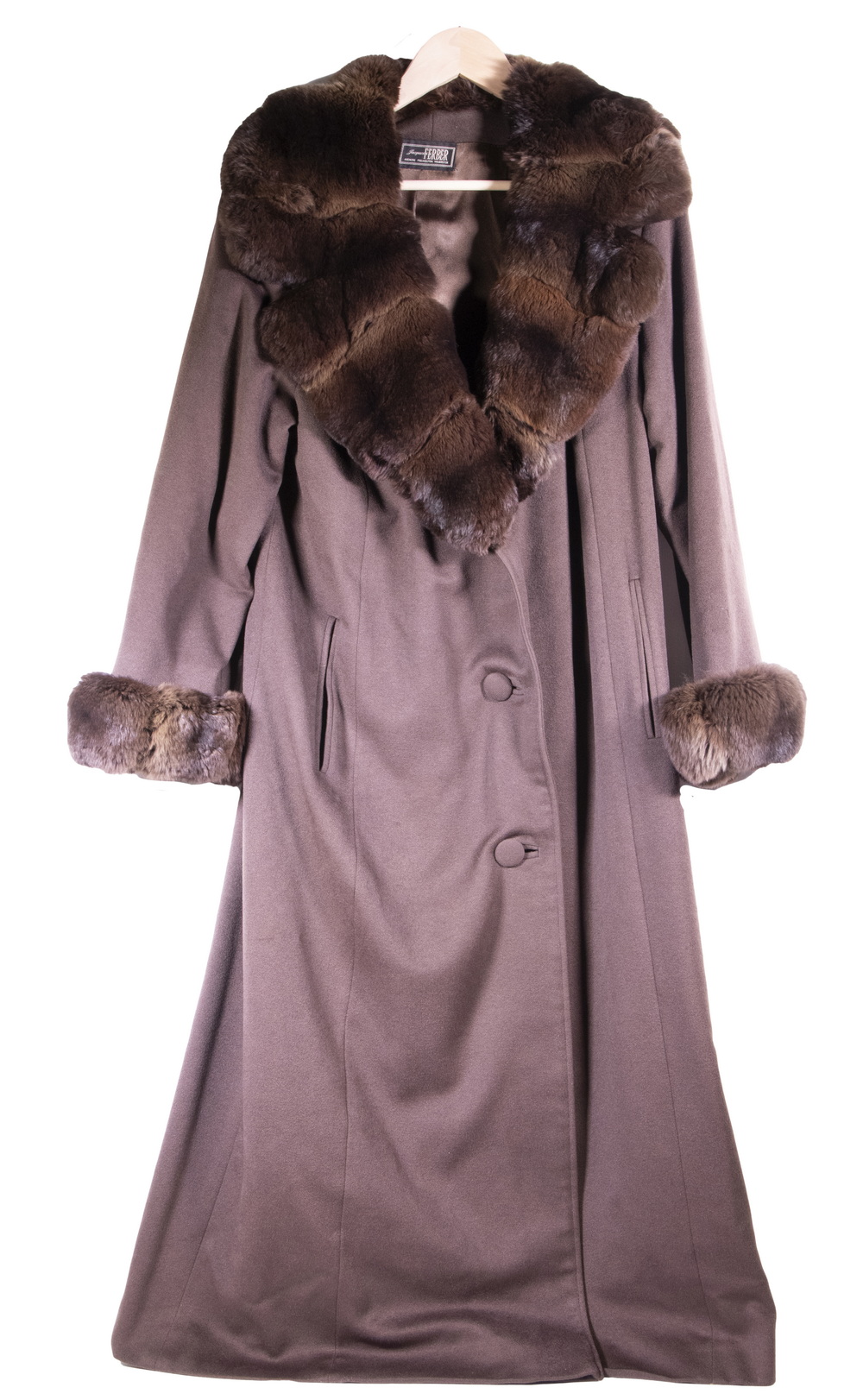 JACQUES FERBER FUR TRIMMED WOOL COAT