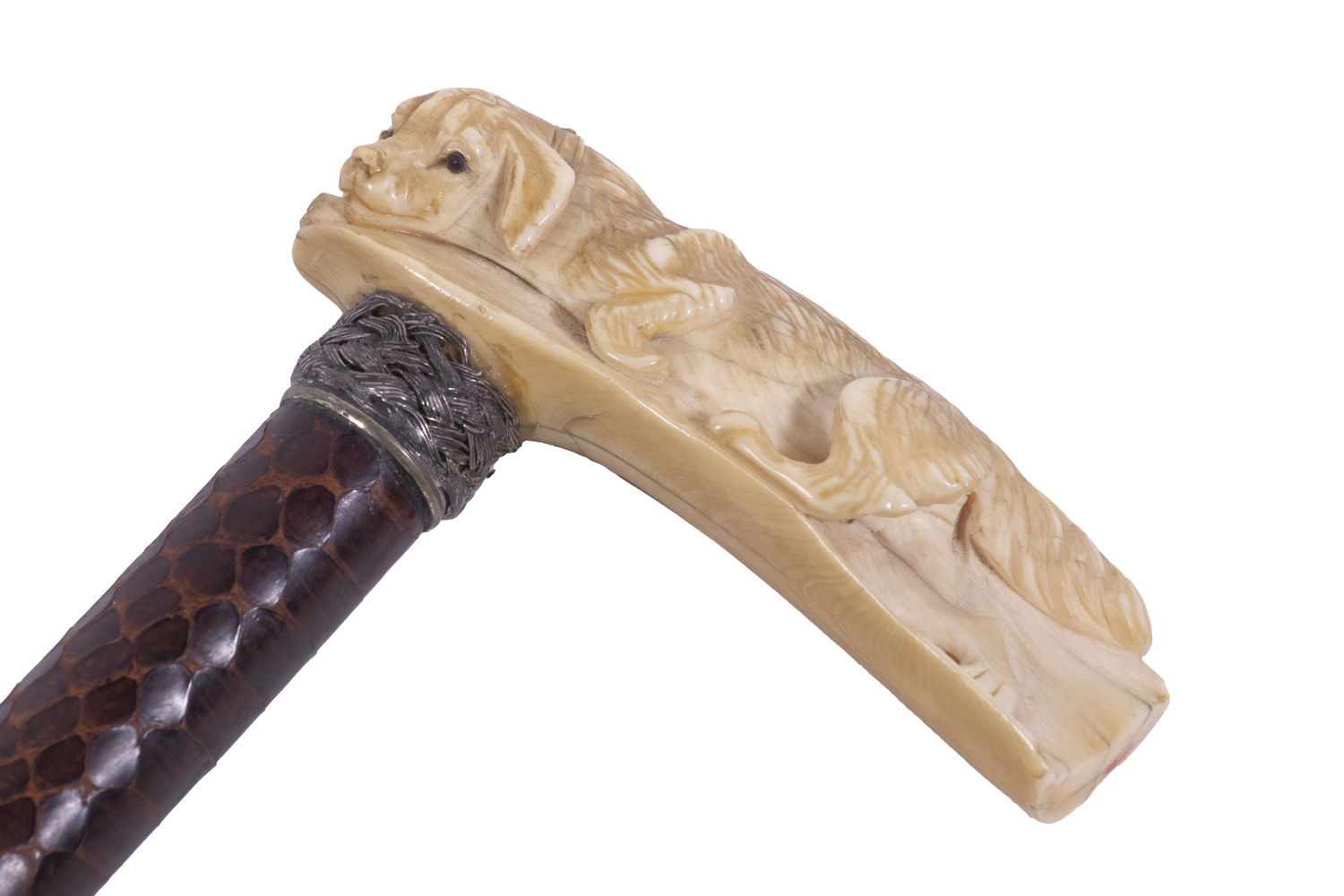 CARVED DOG HANDLE WALKING STICK