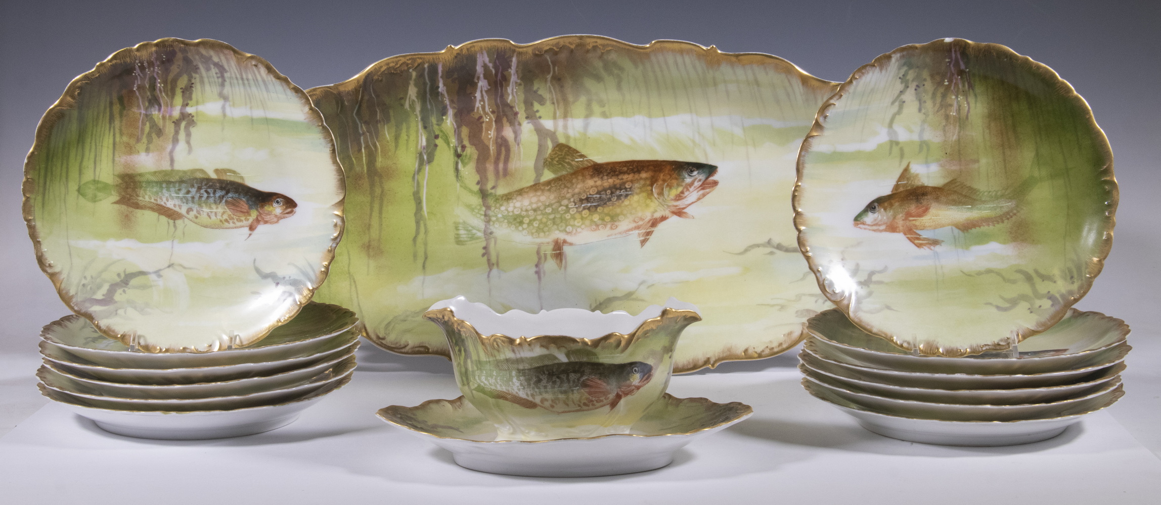 LIMOGES HAND PAINTED FISH SERVING 3b64e4