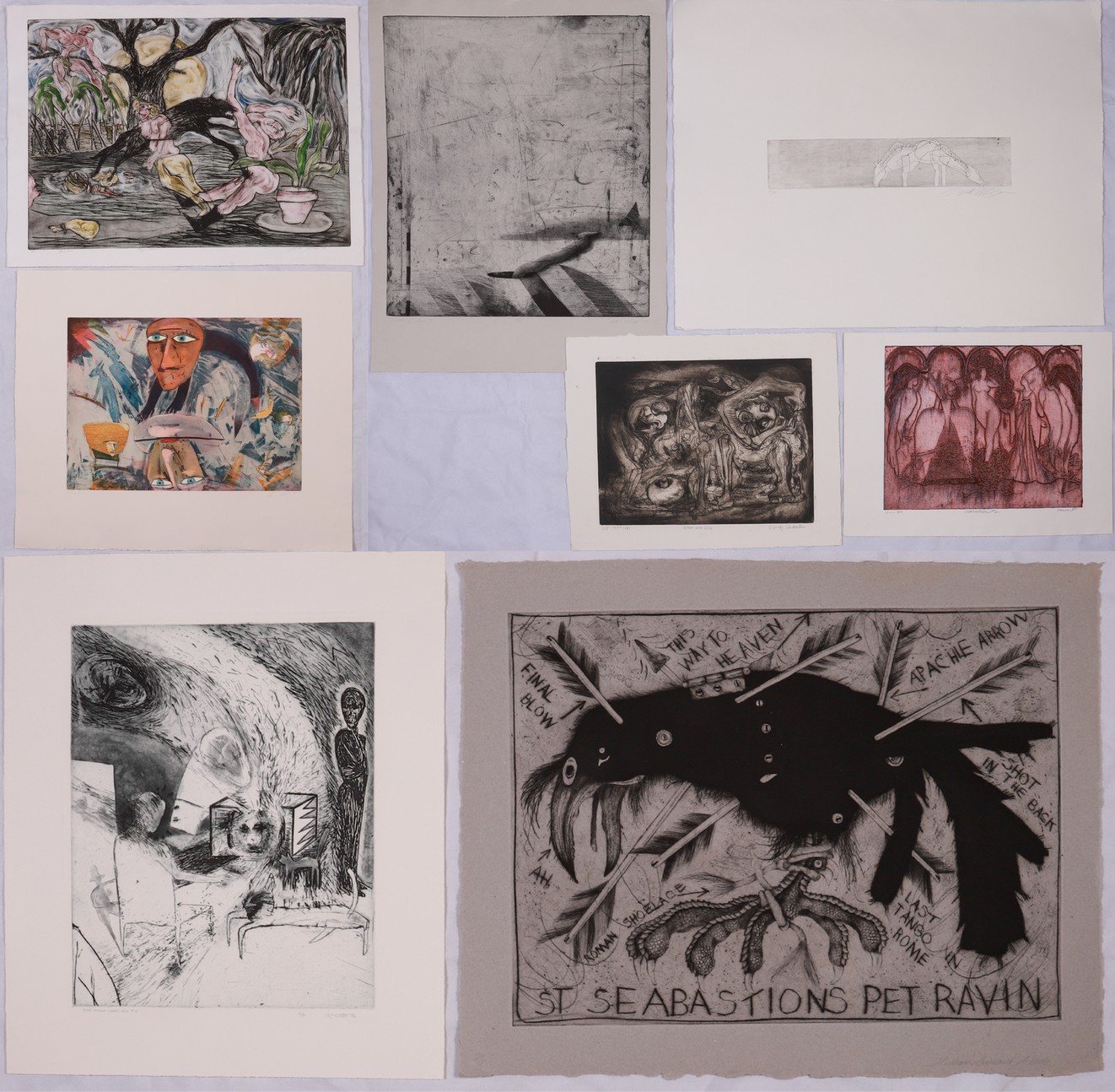 (8) Signed Expressionist etchings,