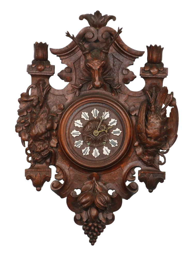 CARVED BLACK FOREST WALL CLOCK Late