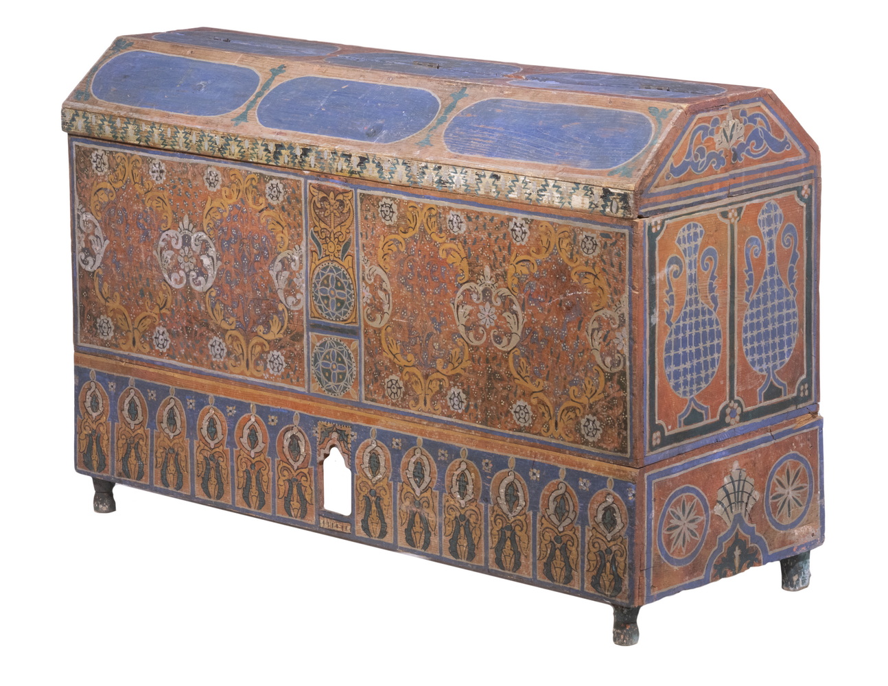 INDIAN PAINTED STORAGE CHEST Painted 3b65ec