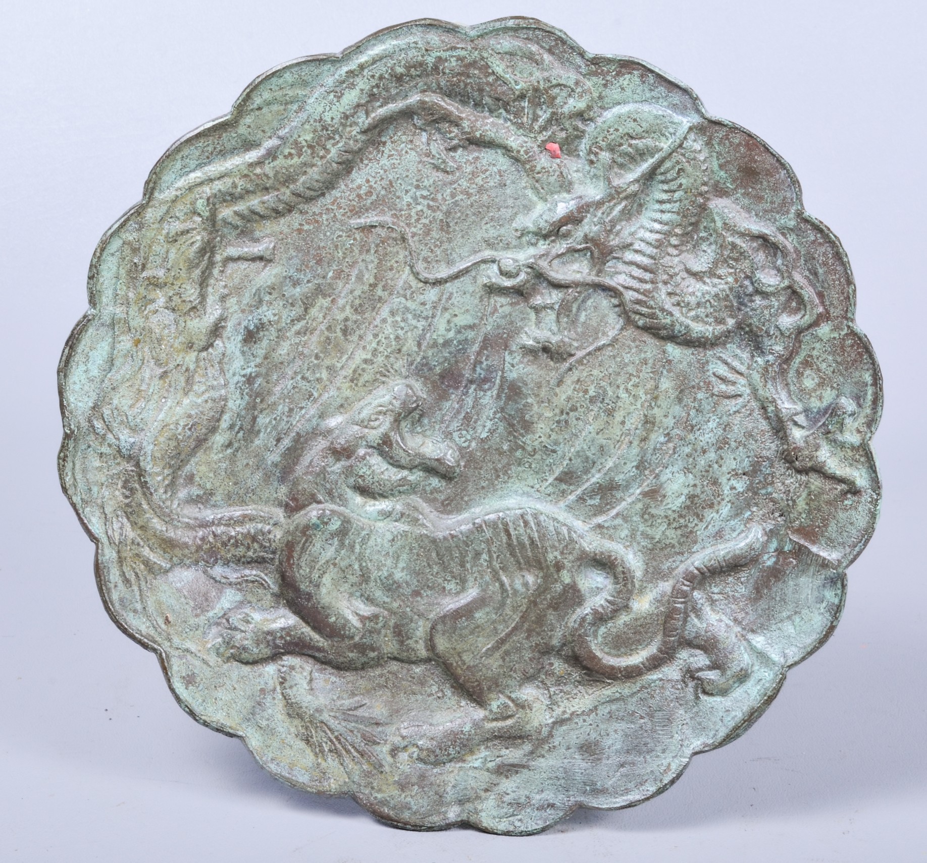 20th C Chinese bronze lobed dish,