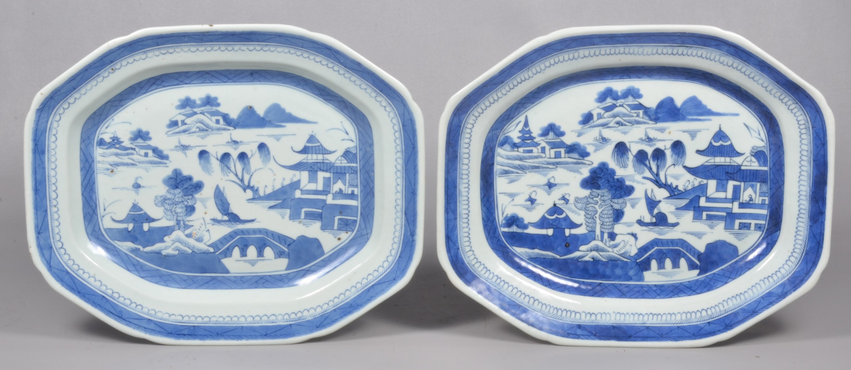 (2) Chinese porcelain Canton platters,