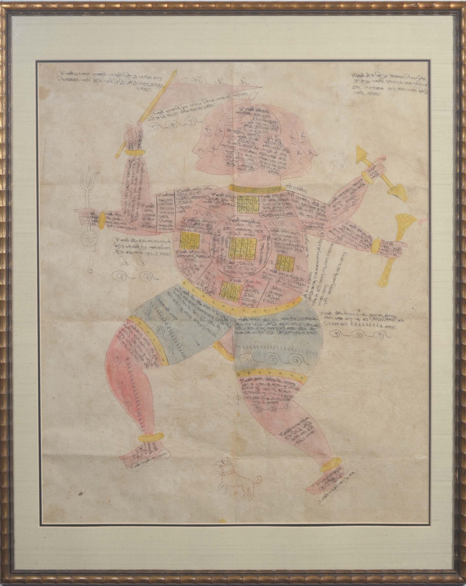 Large Hindu tantric drawing with Sanskrit