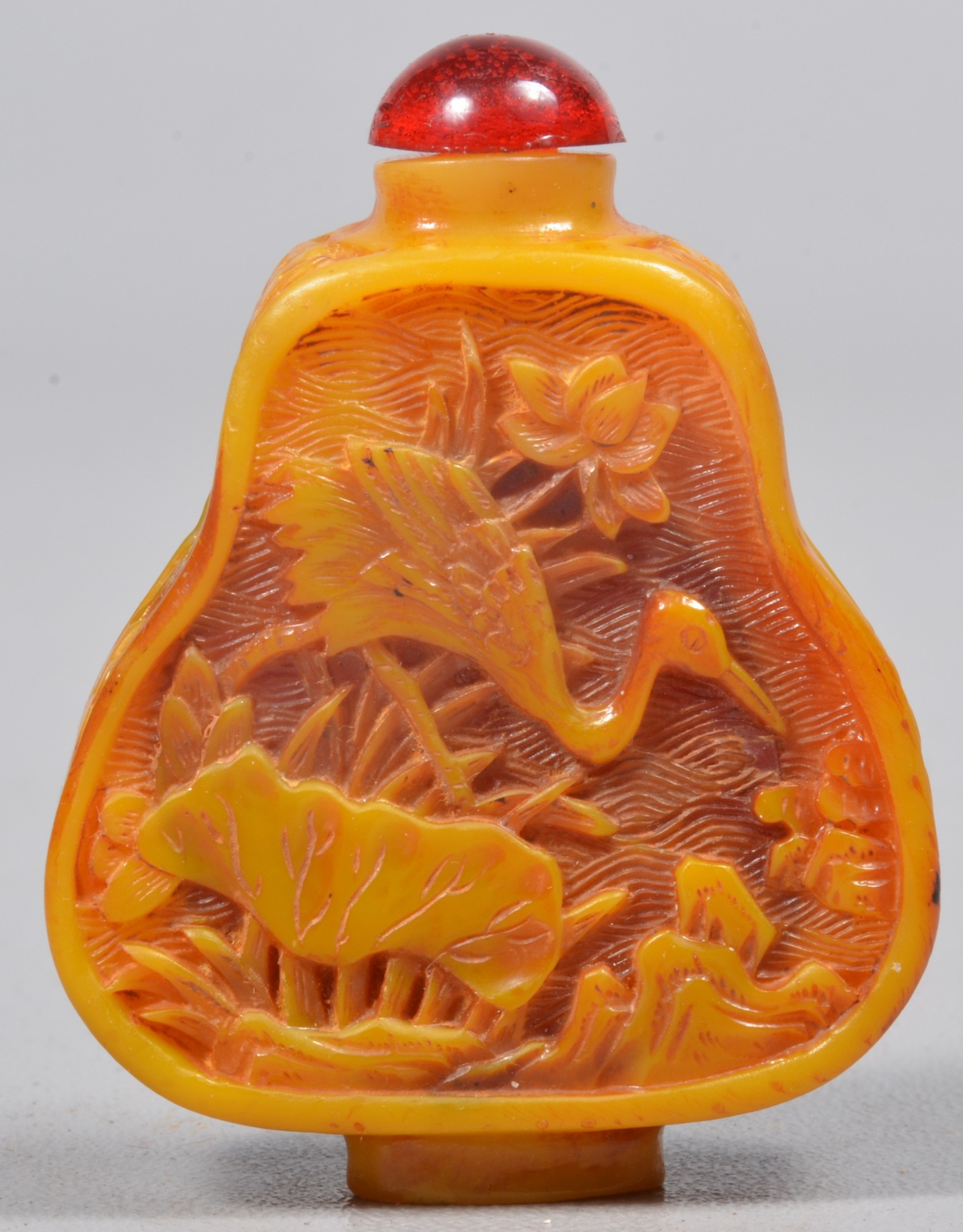 Chinese carved snuff bottle cranes 3b6689