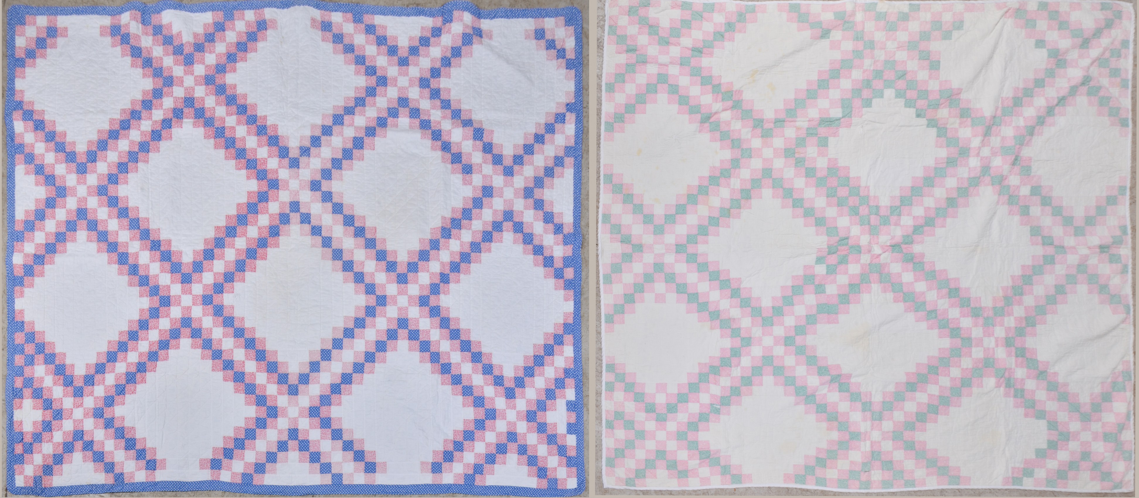 (2) 1940's patchwork quilts, hand