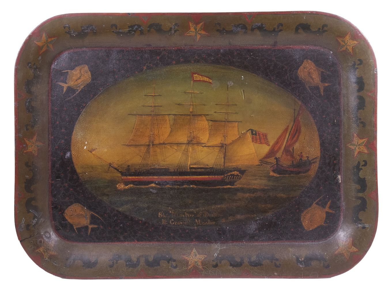 AMERICAN TOLE PAINTED TRAY WITH 3b66a4