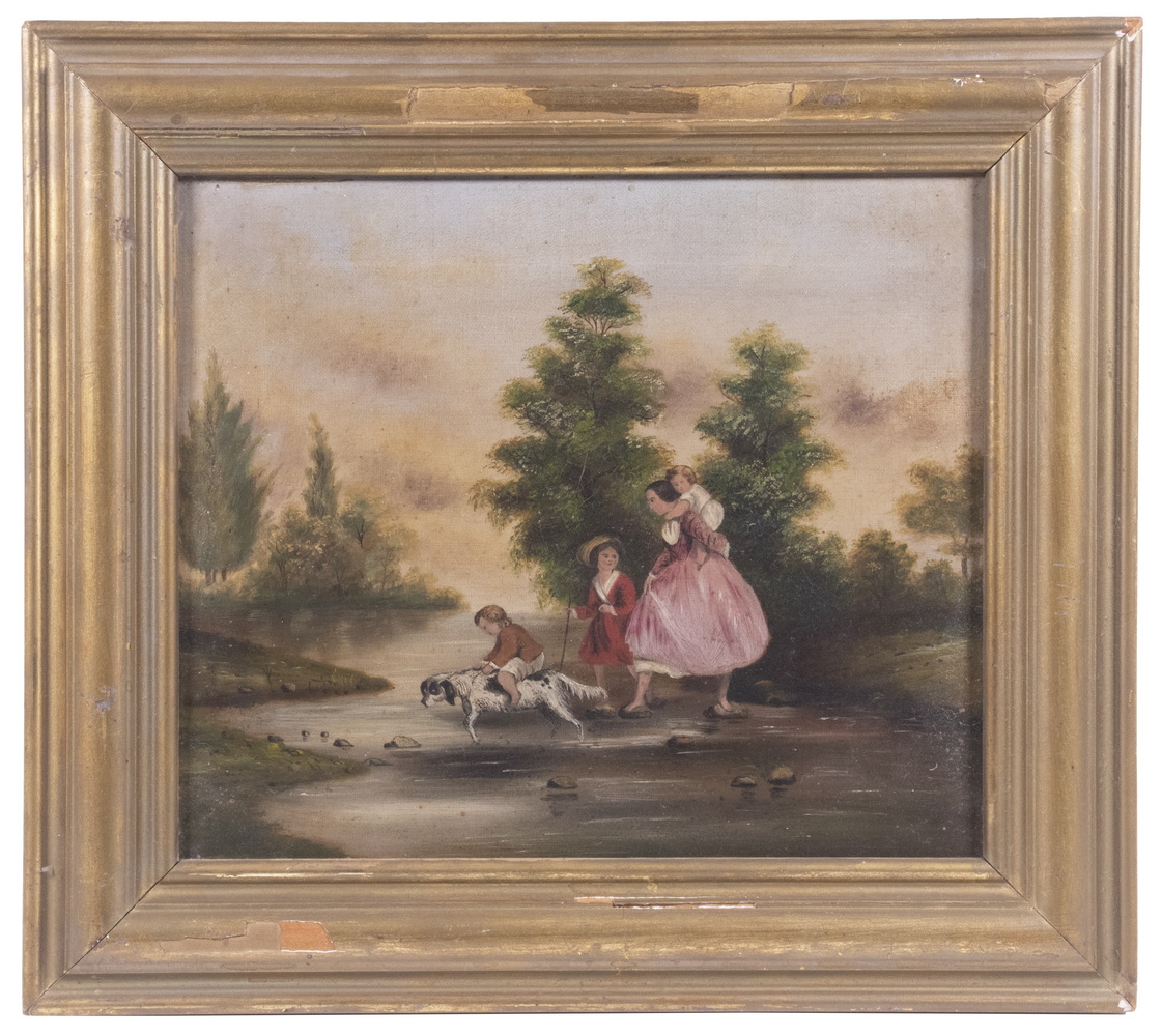 CHARMING NAIVE COUNTRY GENRE PAINTING 3b670c