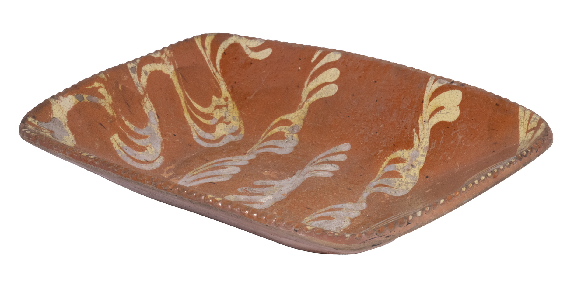 RECTANGULAR REDWARE LOAF DISH 19th 3b6709