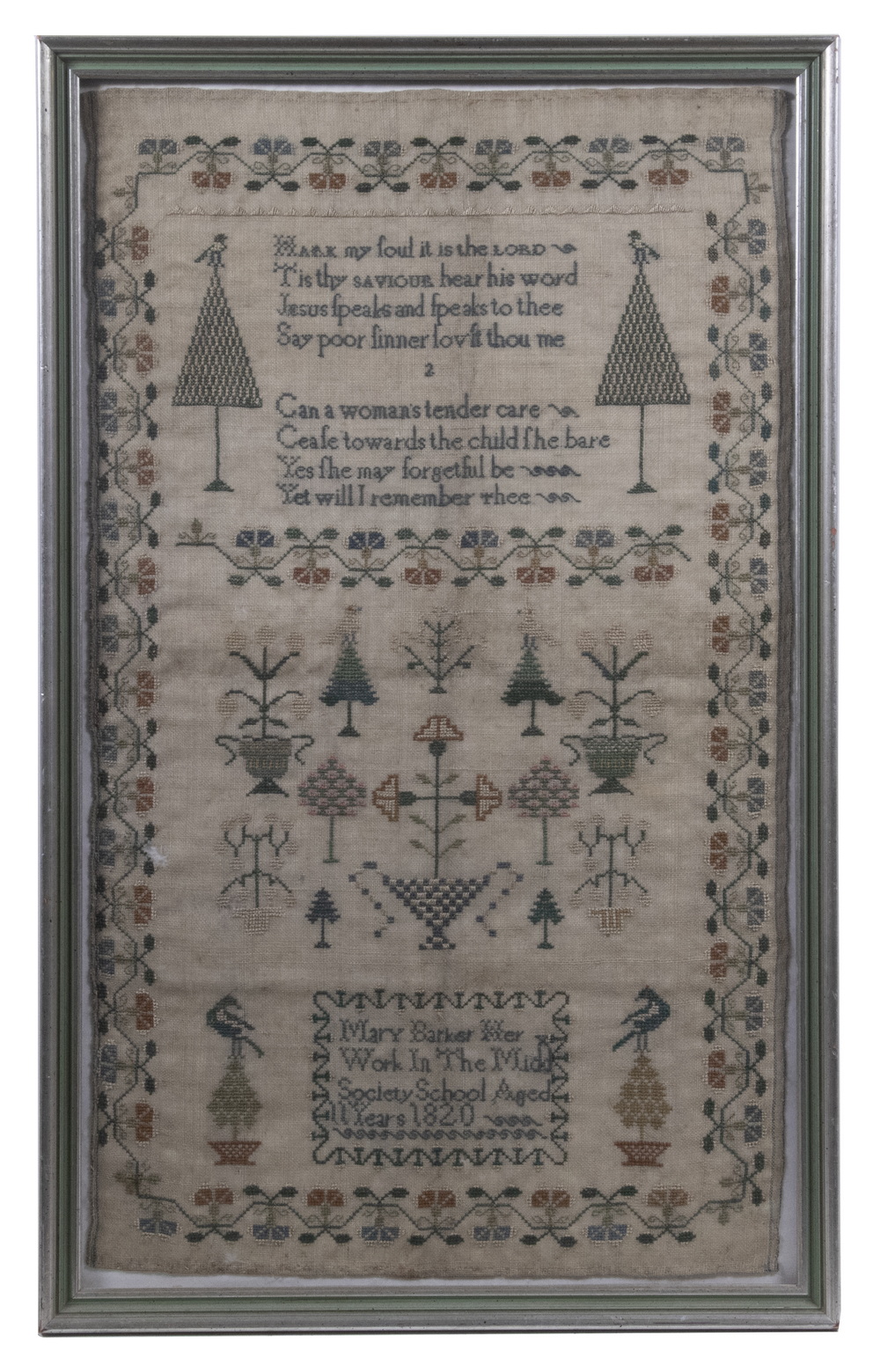 FRAMED SAMPLER "Mary Barker, Her