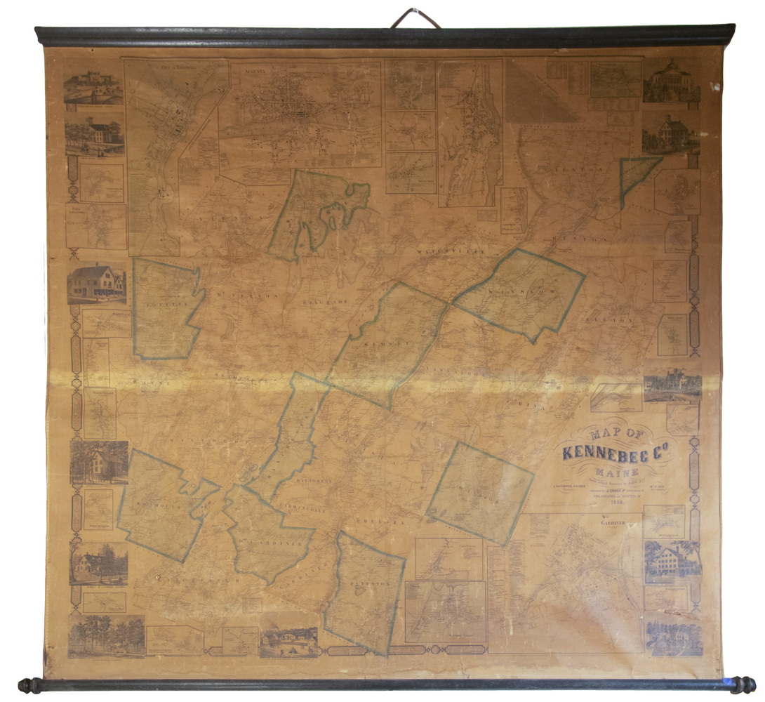 1853 SCHOOLROOM MAP OF KENNEBEC COUNTY,