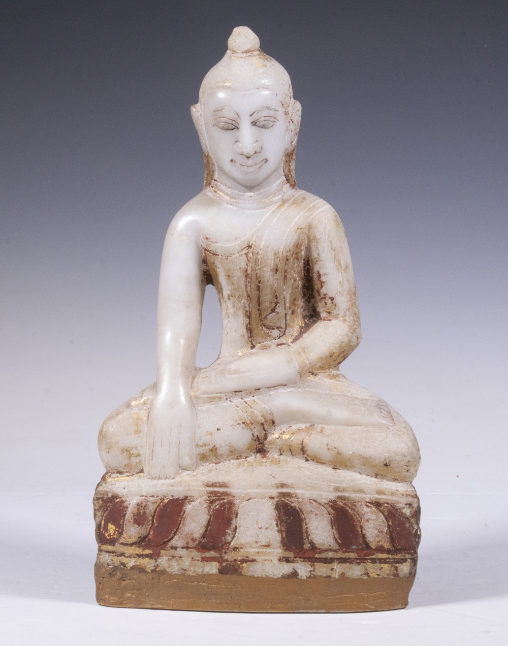 19TH C. BURMESE MARBLE BUDDHA Enthroned