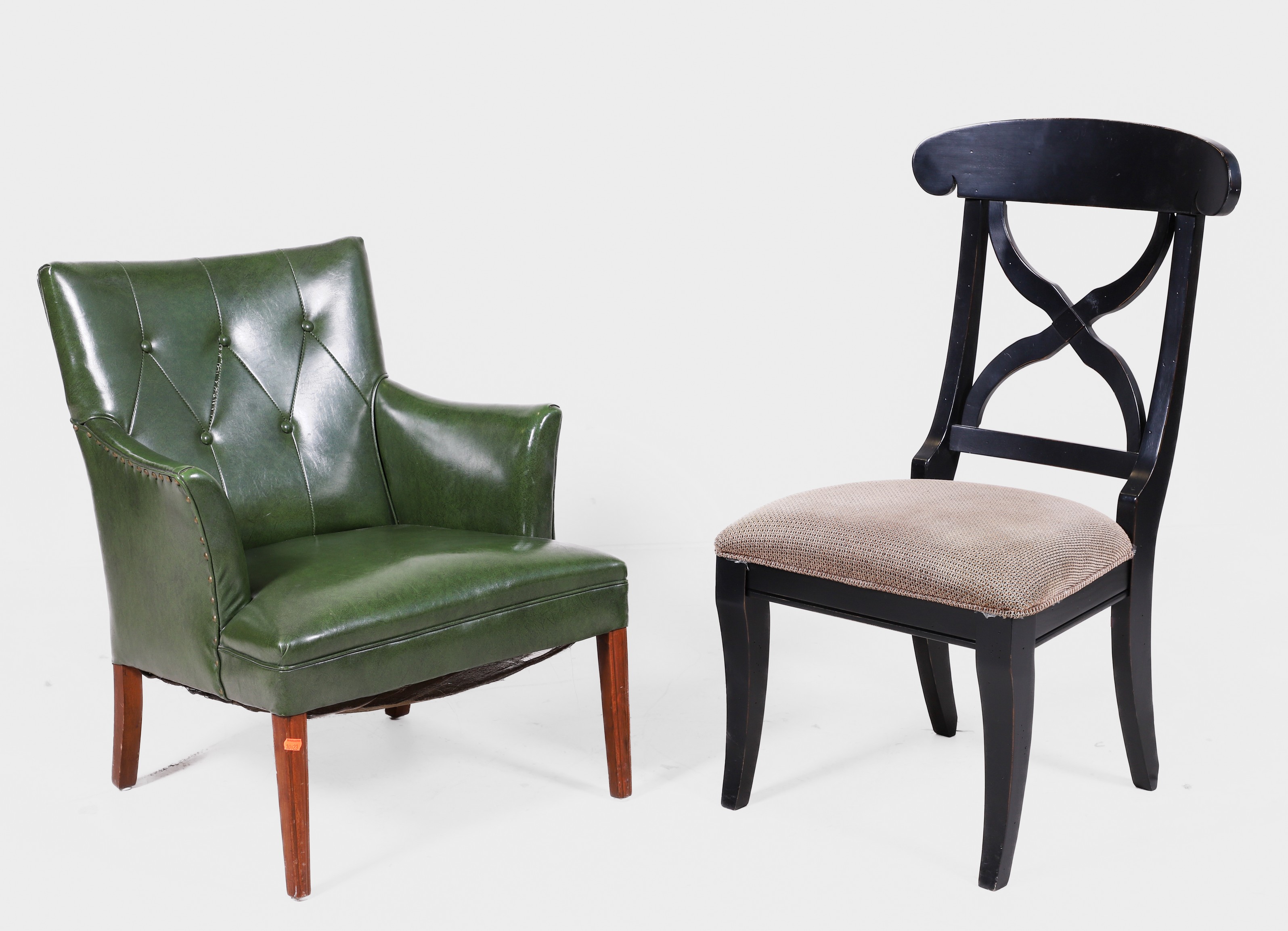 Contemporary ebonized side chair,