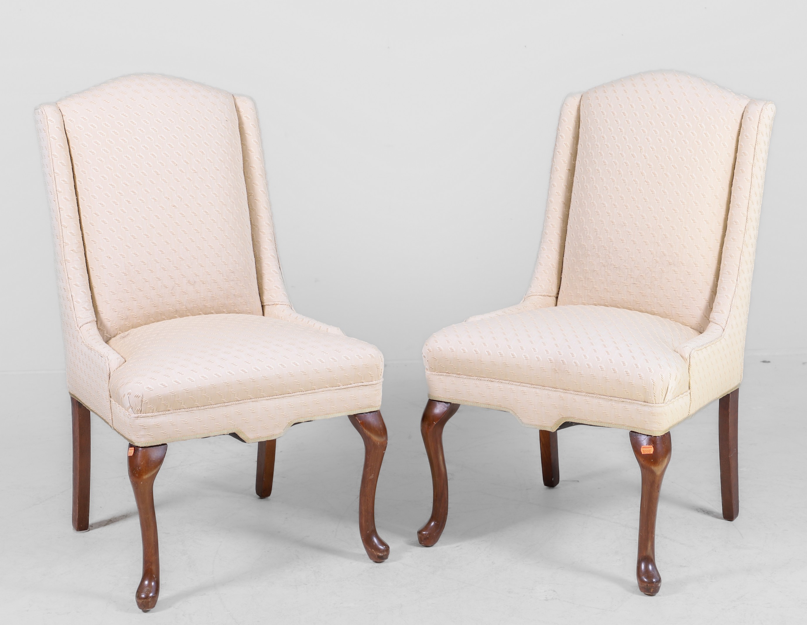 Pair Queen Anne style upholstered