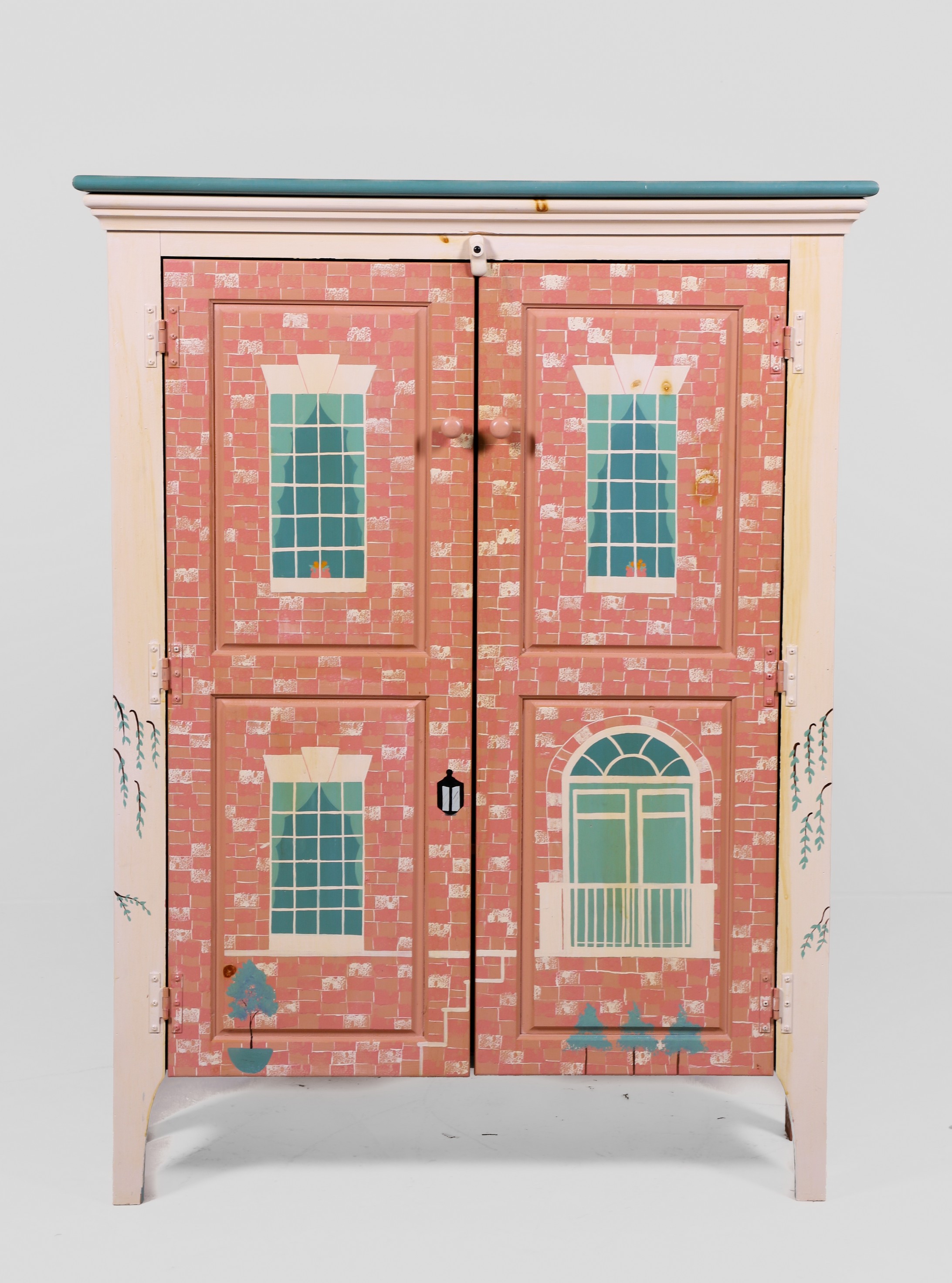 Hand painted 2 door paneled cabinet  3b6839