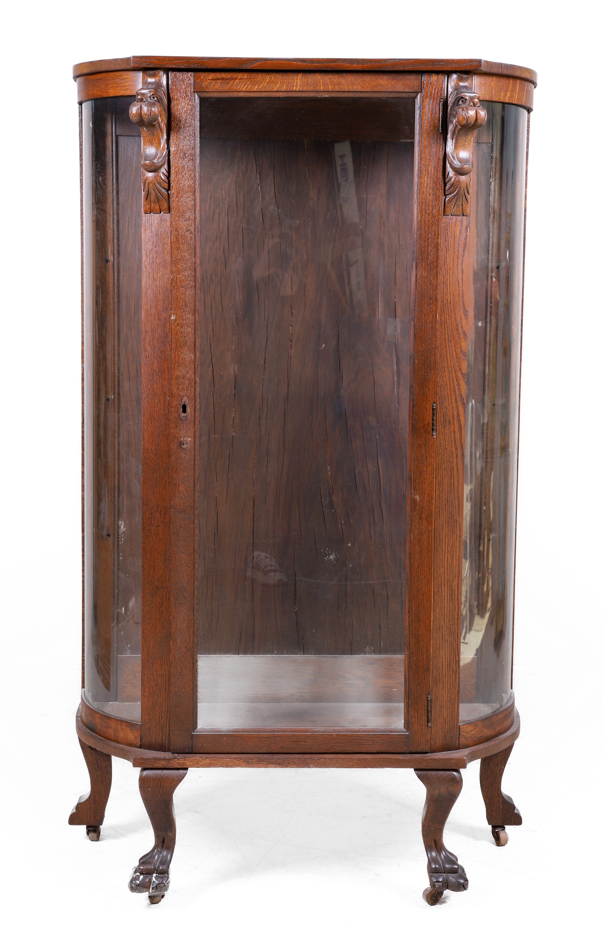 Oak display cabinet with lion s 3b685b