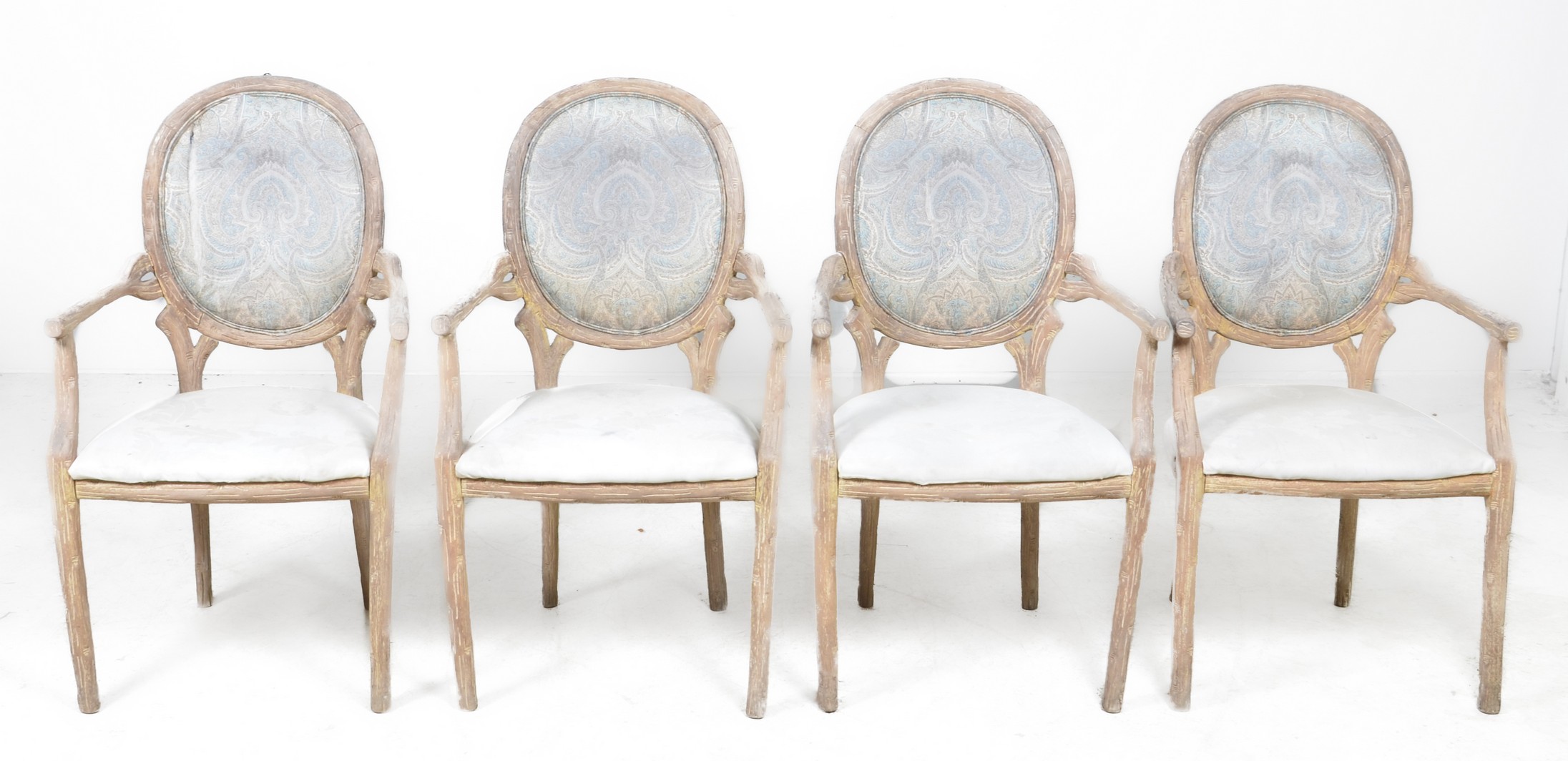 (4) Branch form open armchairs, oval