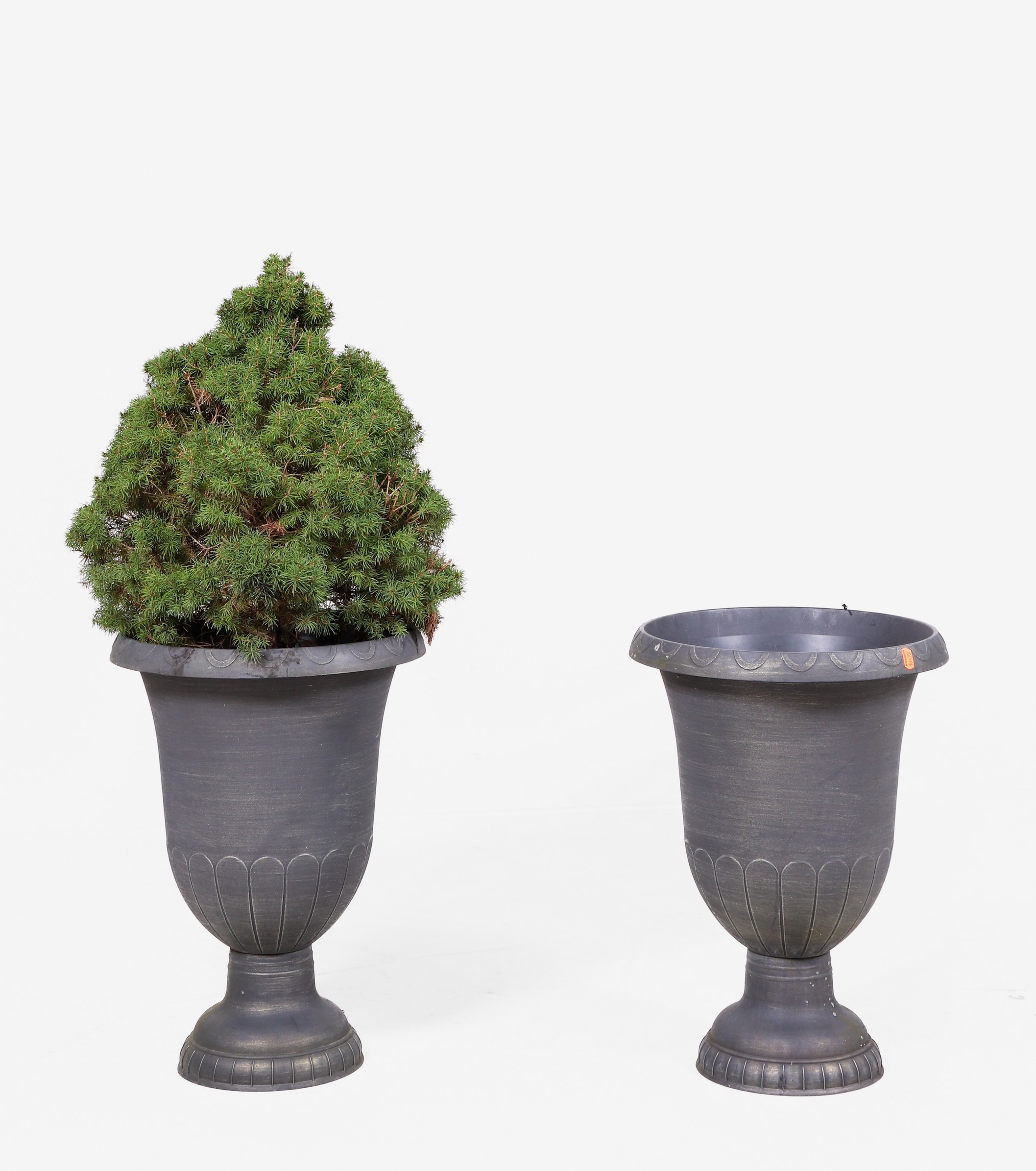 Pair urn form plastic planters  3b6880