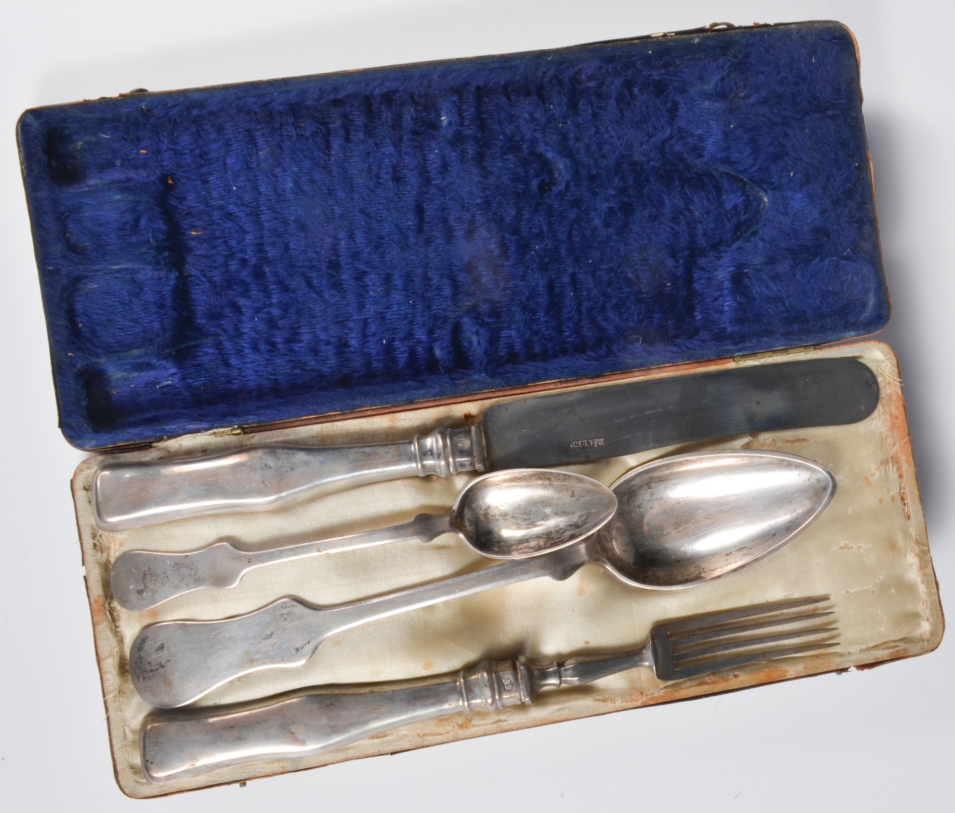  4 Pc 19th C Austrian silver flatware  3b68b8