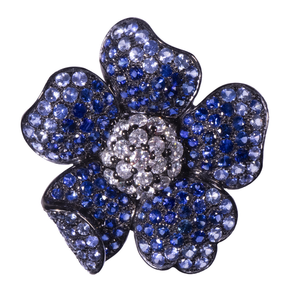 SAPPHIRE AND DIAMOND FLOWER FORM