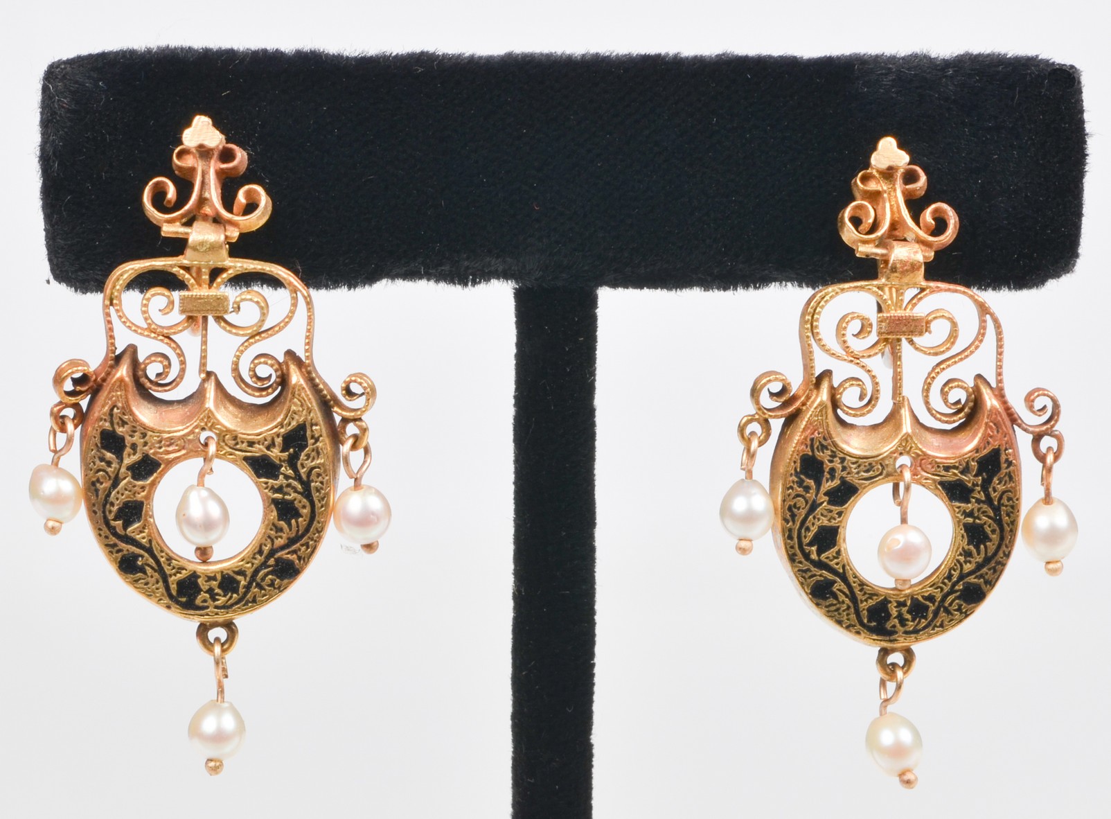 14K Victorian revival drop earrings,