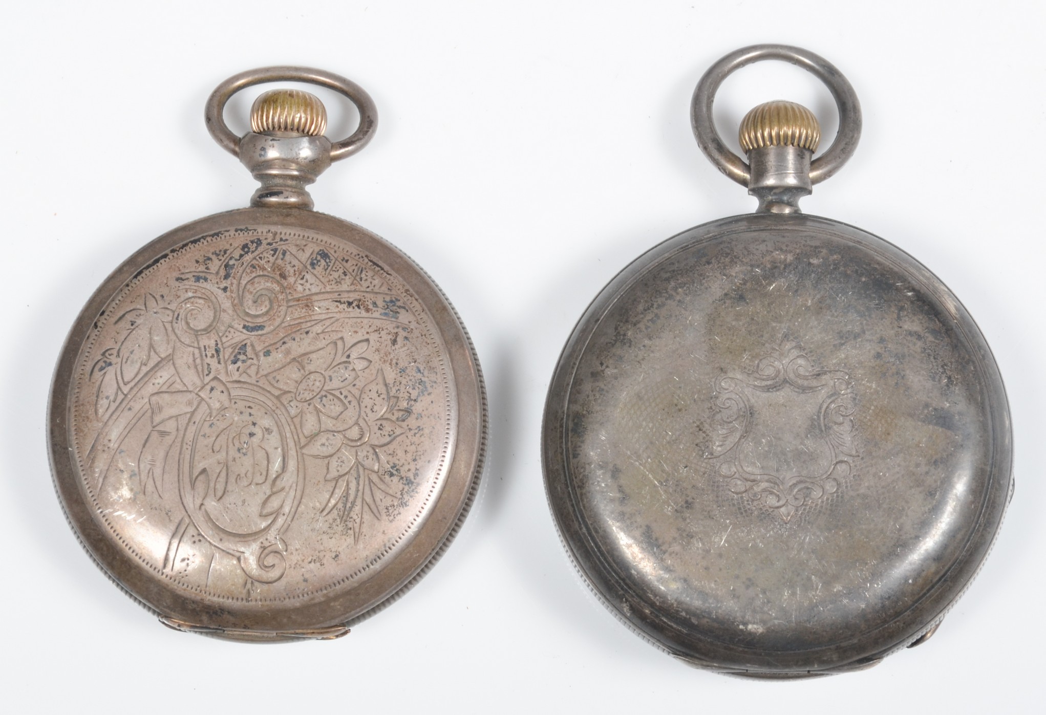 (2) 19th C silver pocket watches