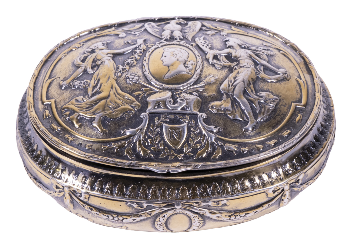 GILT SILVER BOX WITH NAPOLEONIC 3b6944