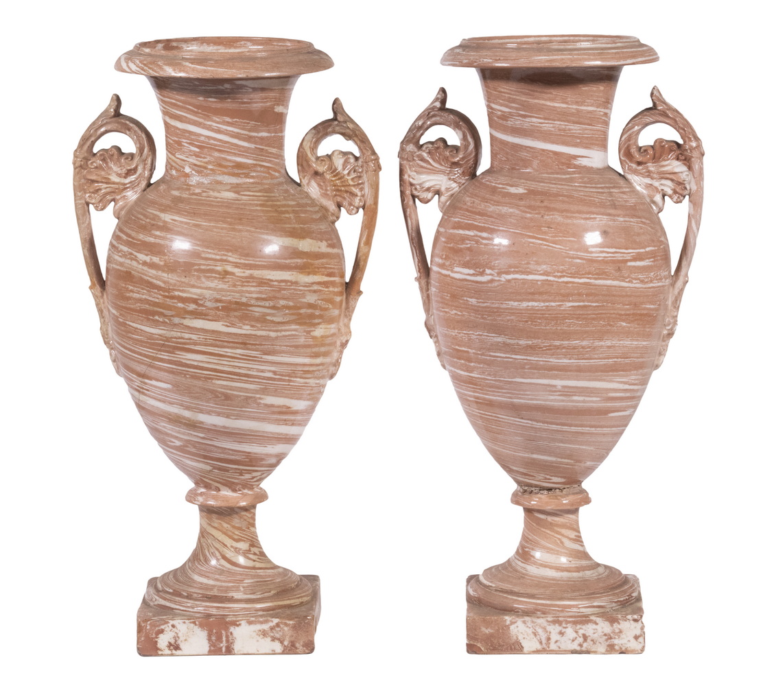 PR AGATEWARE URNS Pair of 19th