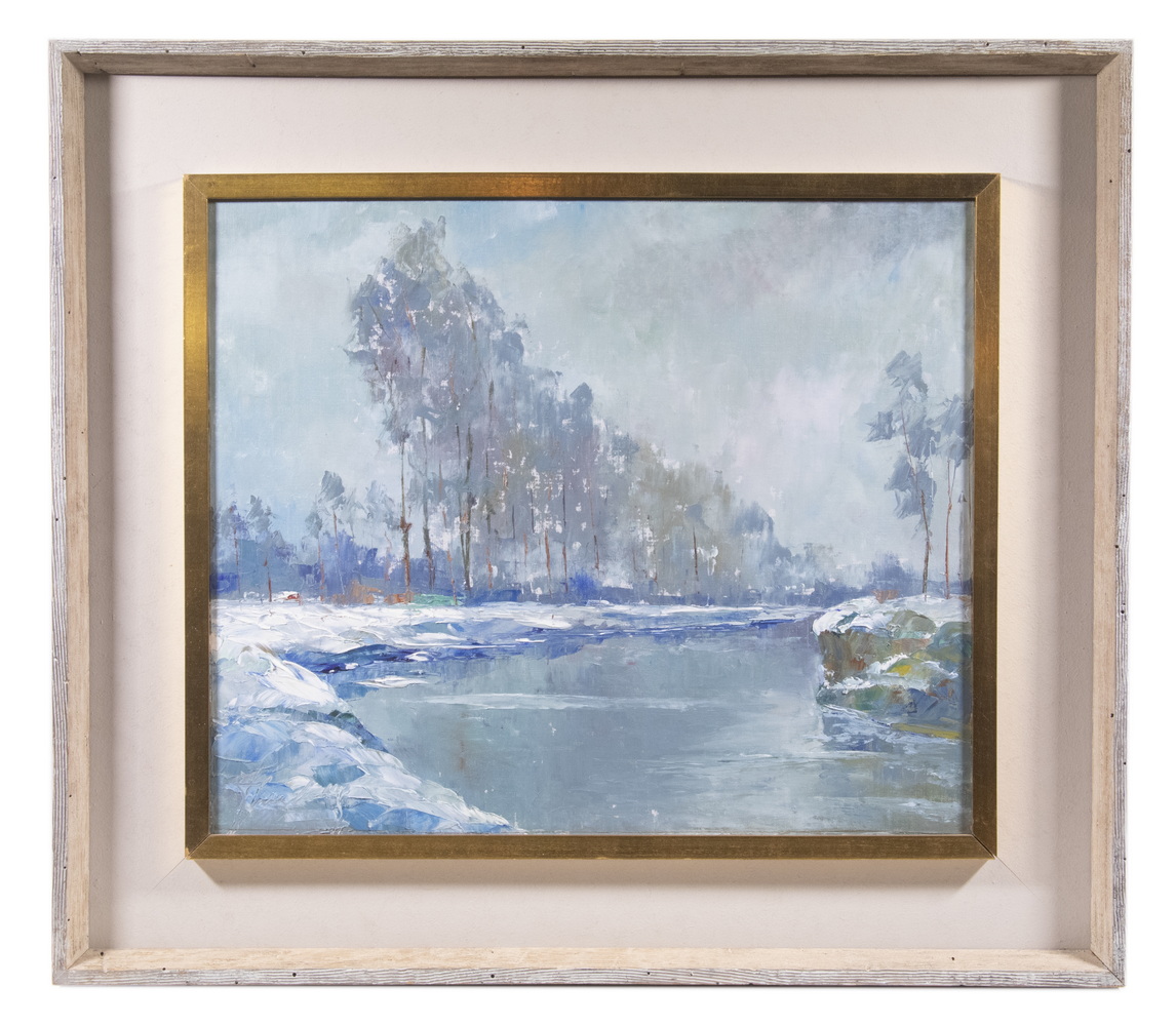 MIDCENTURY OIL PAINTING Winter 3b696a