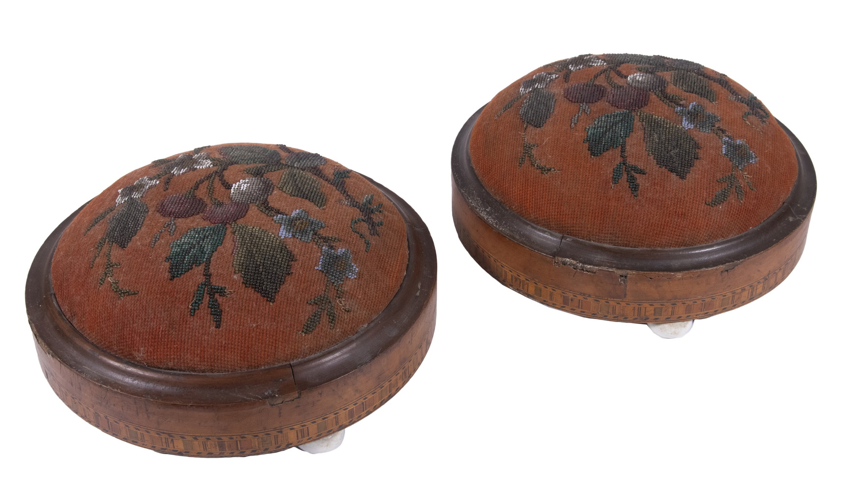 PR ROUND TUNBRIDGEWARE FOOTSTOOLS