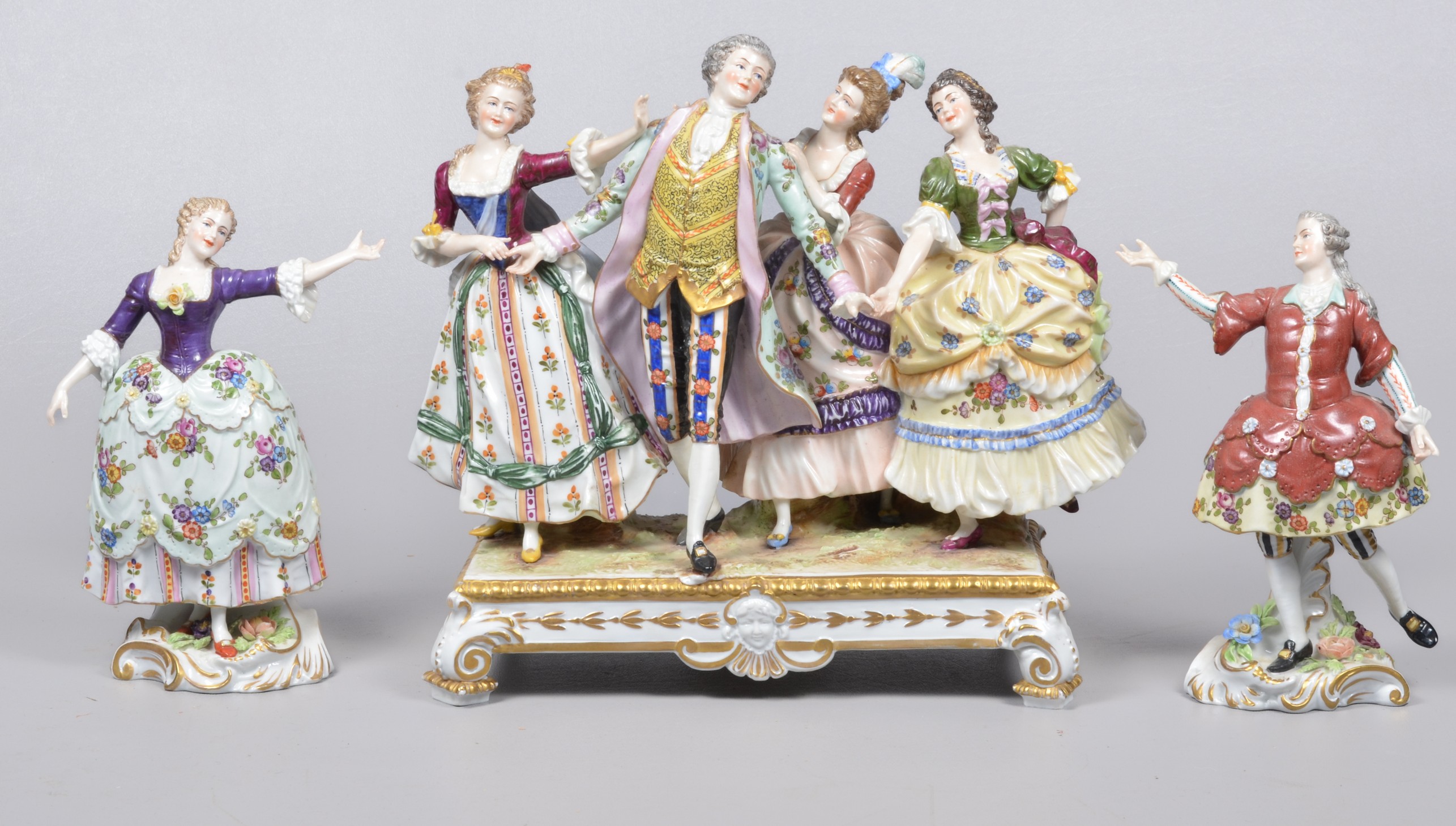 (3) 19th C porcelain figure group