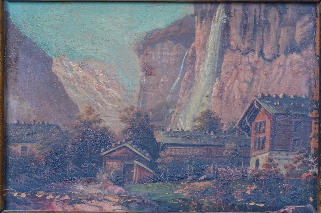 19th C Miniature Alpine landscape