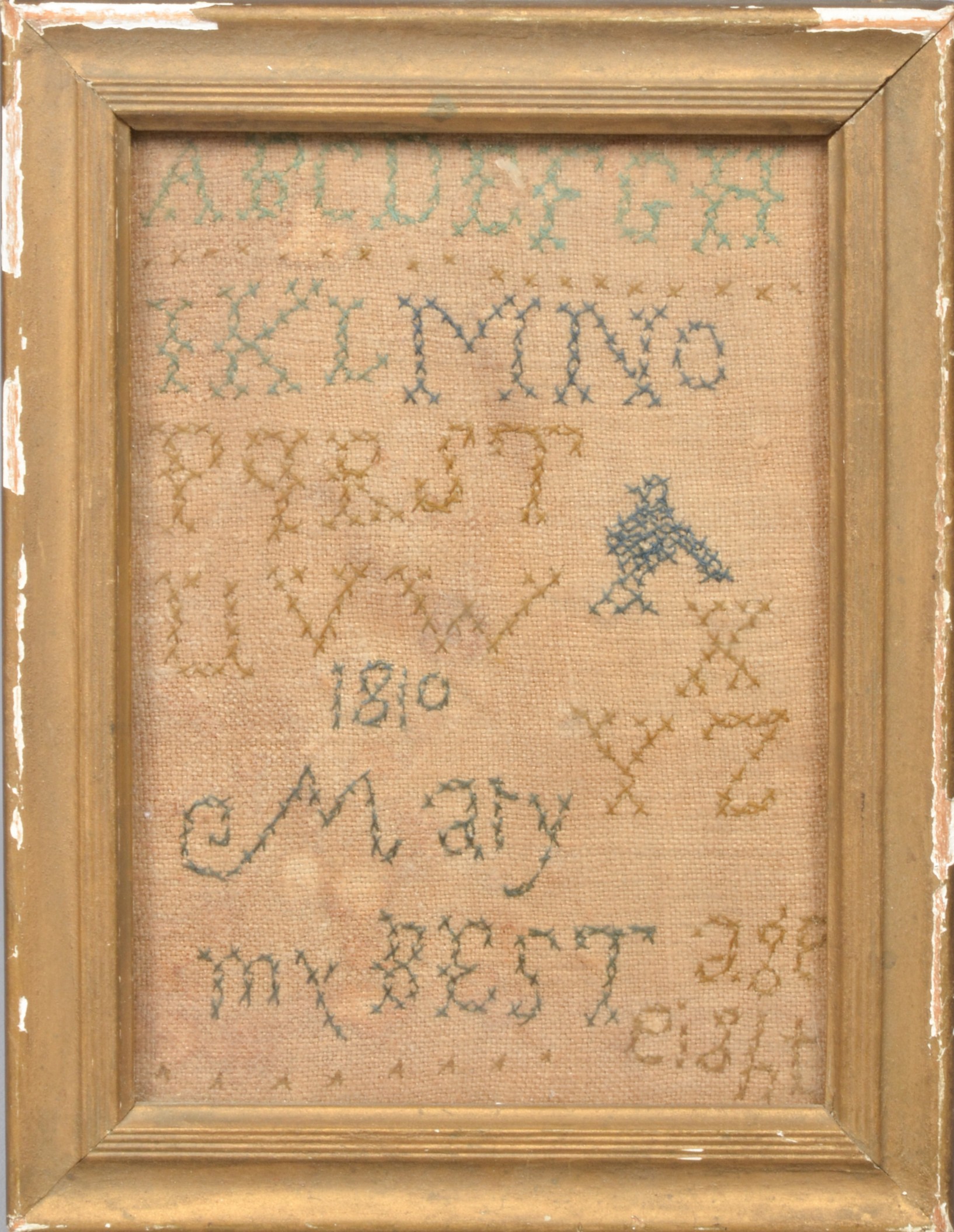 1810 Alphabet sampler, rudimentary