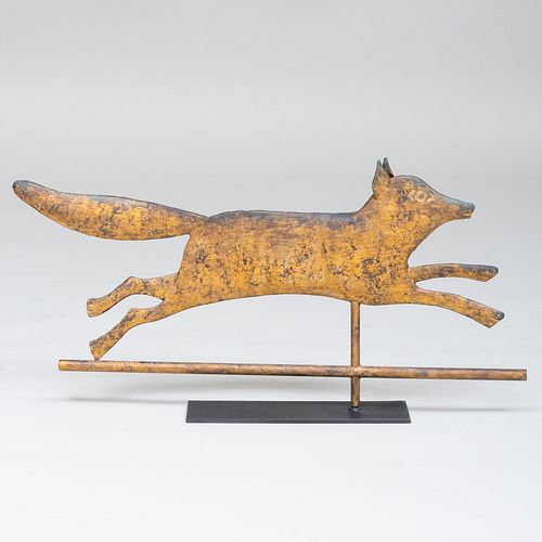 GILT-METAL RUNNING FOX WEATHERVANE,