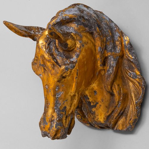 ZINC AND PARCEL-GILT HORSE HEAD