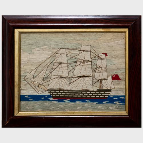 ENGLISH WOOLWORK PICTUREEmbroidered 3b9243