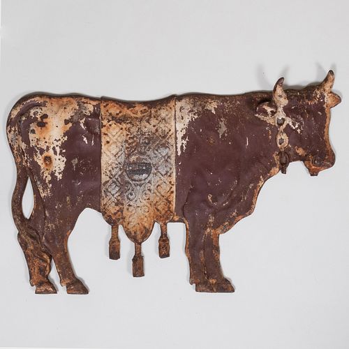 PAINTED CAST IRON COW FORMED DAIRY 3b9252