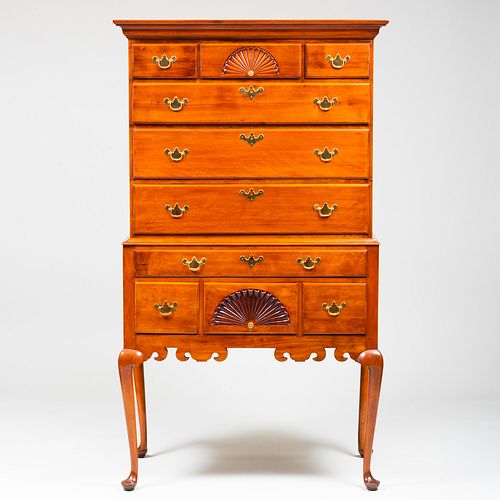 QUEEN ANNE CHERRY FLAT-TOP HIGHBOYThe