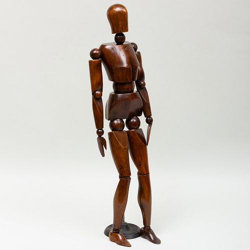 STAINED WOOD ARTICULATED MANNEQUINRaised