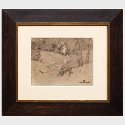 WALTER KING STONE STREAM LANDSCAPECharcoal 3b92d4