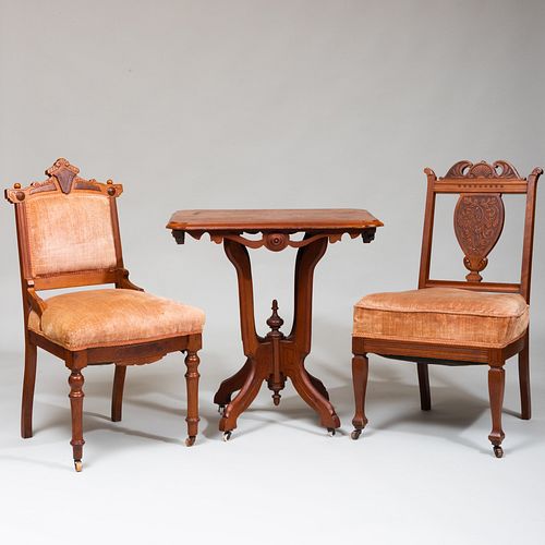 GROUP OF VICTORIAN MAHOGANY, WALNUT