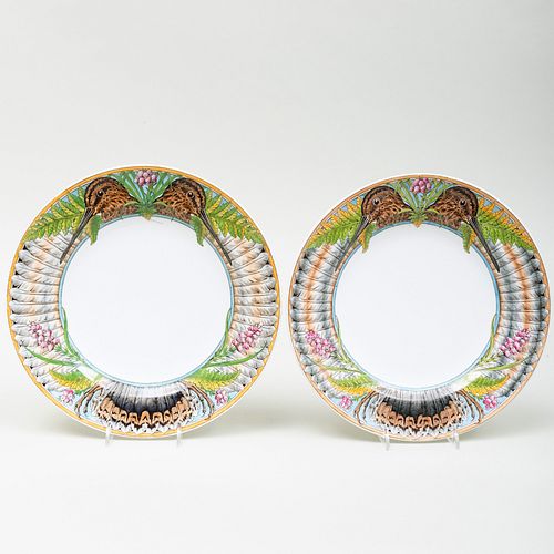 PAIR OF MINTON SNIPE PLATES DESIGNED 3b9344