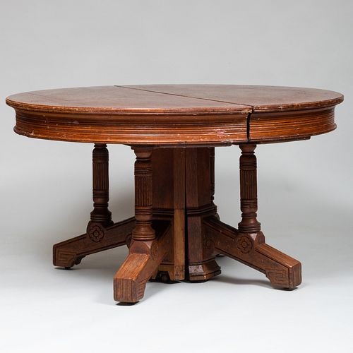 AESTHETIC MOVEMENT OAK DINING TABLE  3b9341