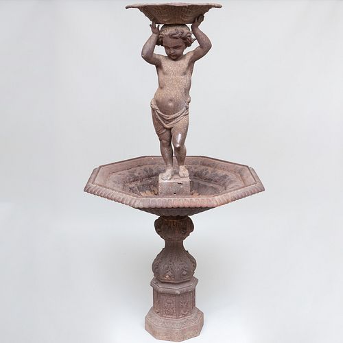 CAST IRON WATER FOUNTAIN WITH PUTTI 3b935c