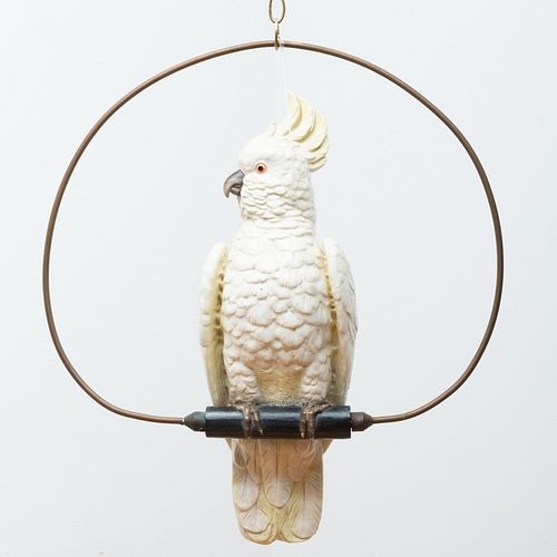 GLAZED POTTERY MODEL OF A COCKATOO 3b9366