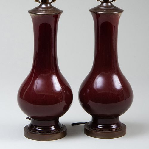 PAIR OF SMALL COPPER RED GLAZED 3b9372
