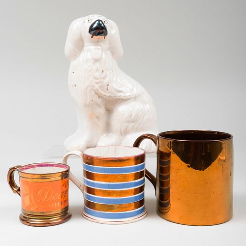 GROUP OF THREE LUSTERWARE MUGS AND A