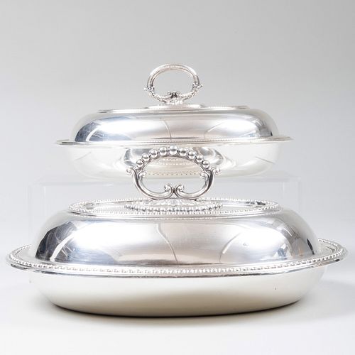 TWO SILVER PLATE ENGLISH ENTR E 3b9397