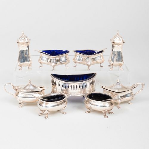 GROUP OF ENGLISH SILVER CONDIMENT